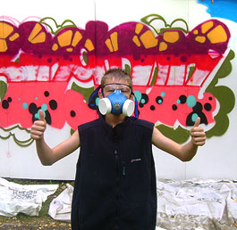 Enjoying a graffiti project at Faringdon Young People's centre's Summer Project