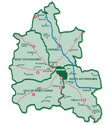 Map showing locations of Waste Recycling Centres