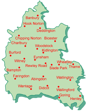 Map of Oxfordshire's Fire Stations