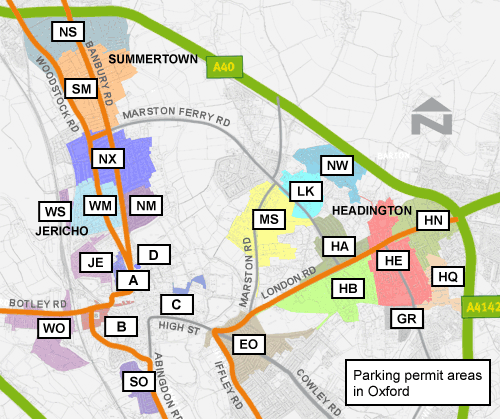 Controlled parking zone locations