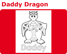 Click to download and colour in Daddy Dragon