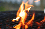 Barbecue flames from a barbecue