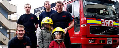 Firefighters and children