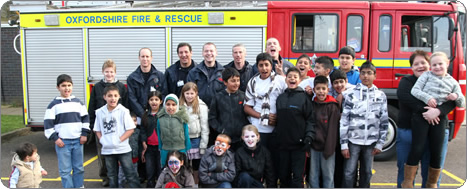 People and Fire Truck