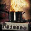 Pan fire on a stove