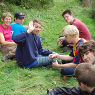 The volunteers enjoying a well earned break.